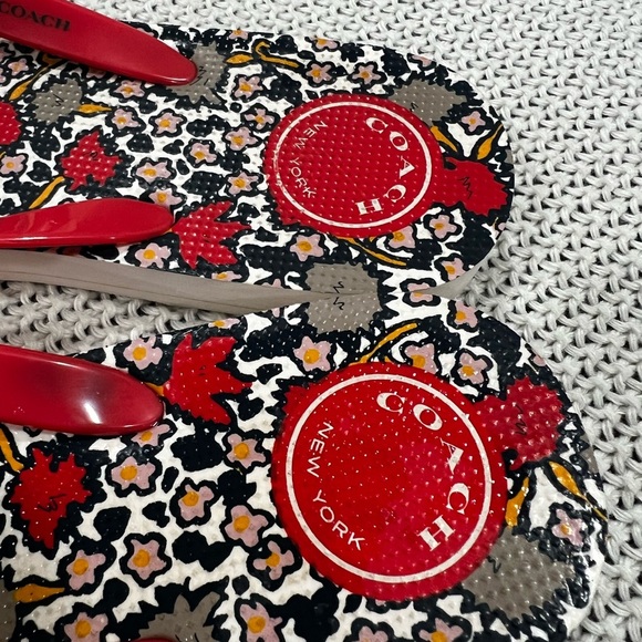 Coach Women's Red and Black Floral Sandals - Picture 5 of 8